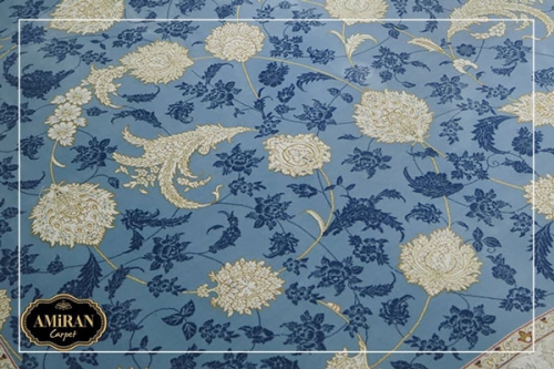 فرش افشاری گلبرجسته با تراکم 3600 رنگ آبی